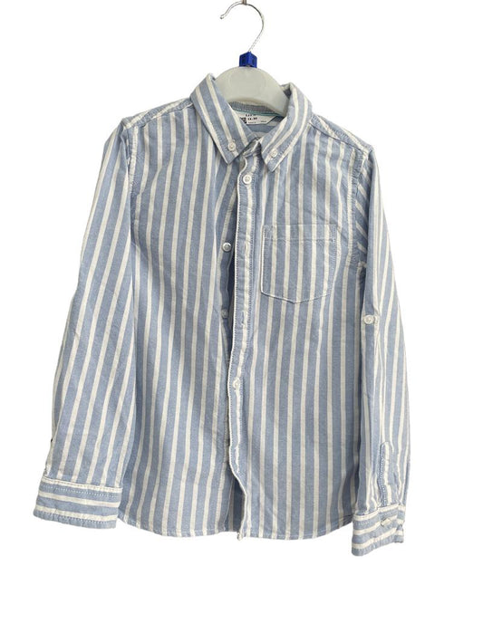 Preloved Marks & Spencer - Blue White Stripe Oxford Button Down Shirt (6-7y)
