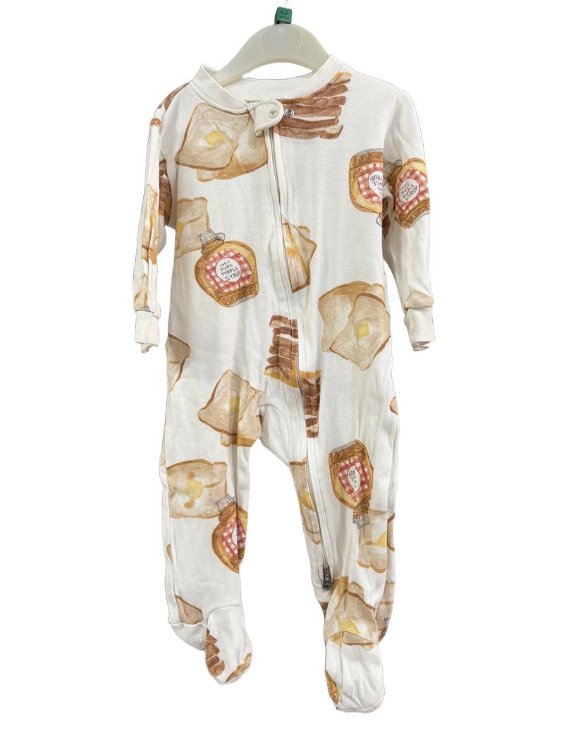 Preloved Burt's Bees Baby - White Breakfast Print Organic Cotton Onesie (6-9m)