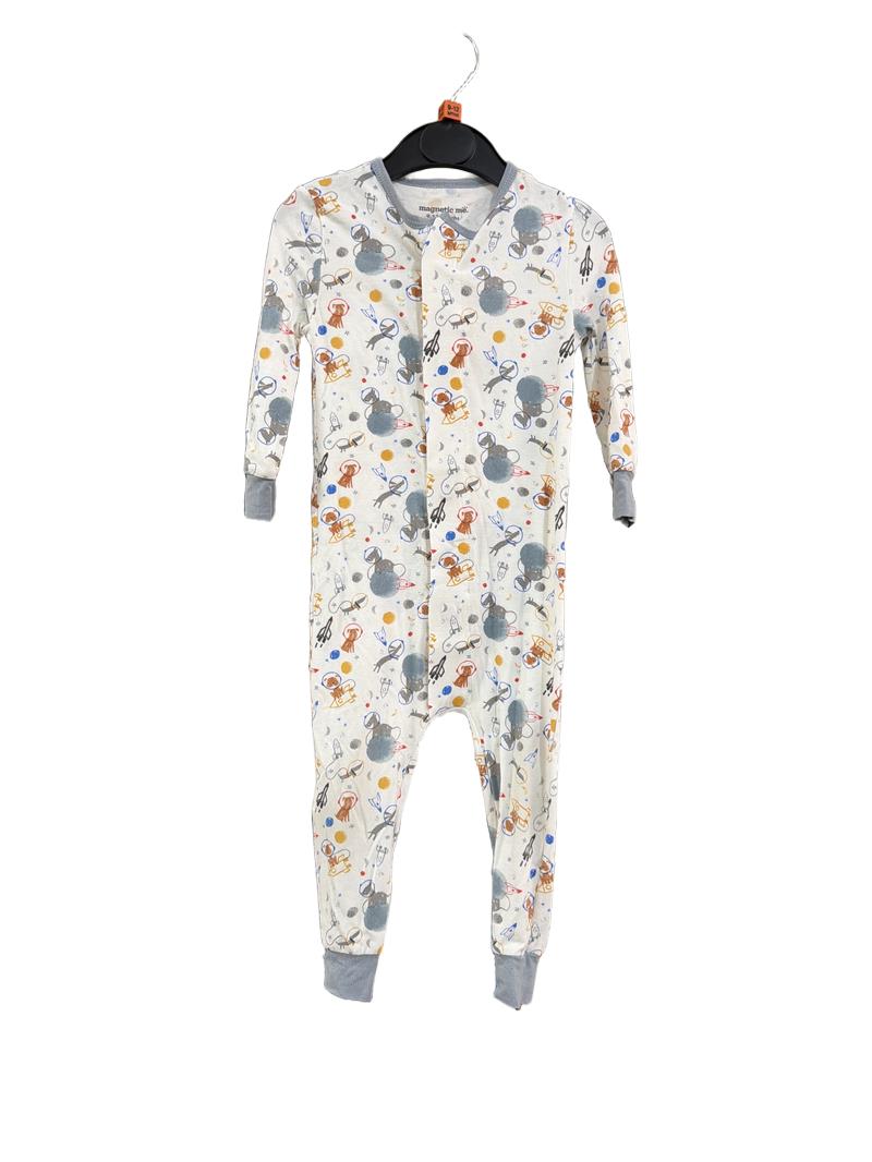 Preloved Magnetic Me - White Space Dog Print Long-sleeved Onesie (9-12m)