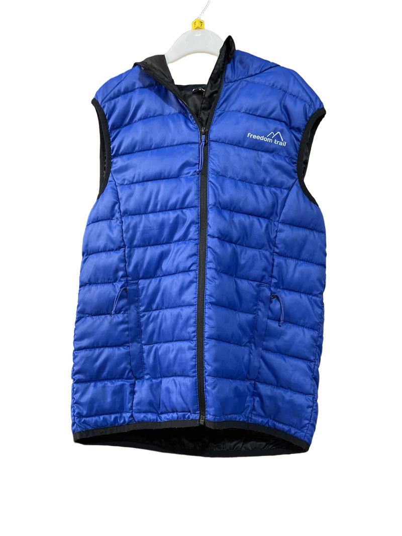 Preloved Freedom Trail - Top - Blue Puffer Vest Gilet With Hood (7-8y)