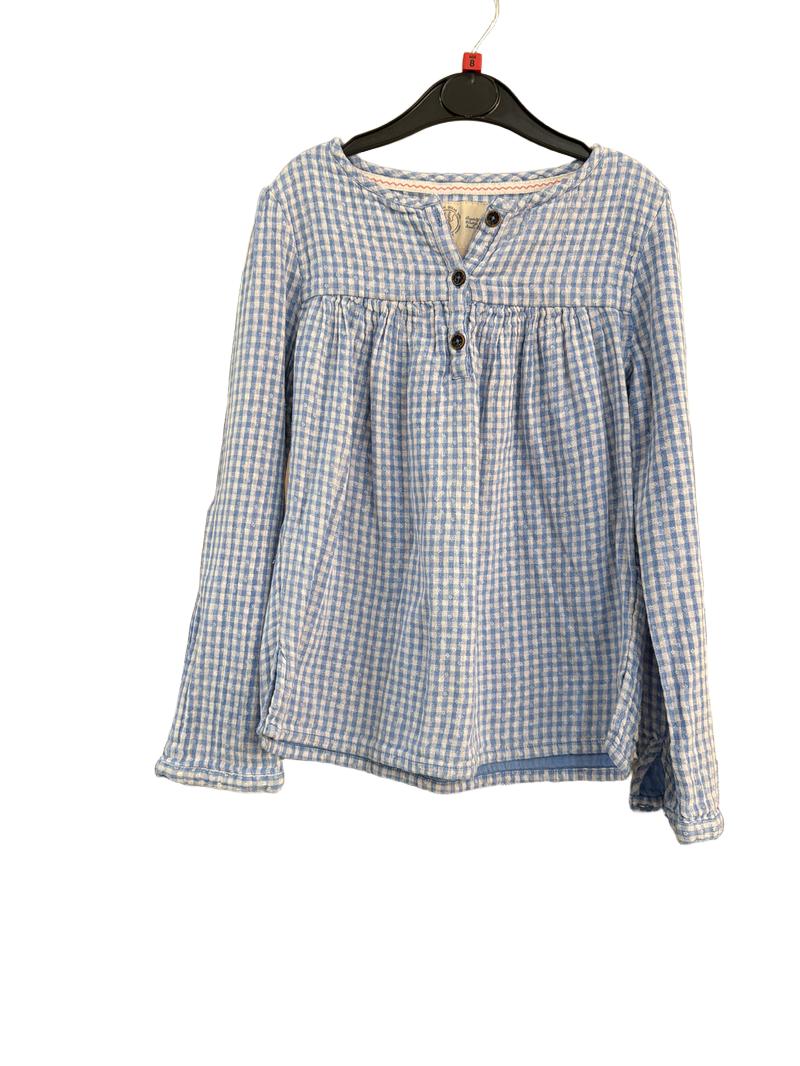 Preloved Fatface - Blue White Gingham Check Long-sleeved Shirt (8-9y)