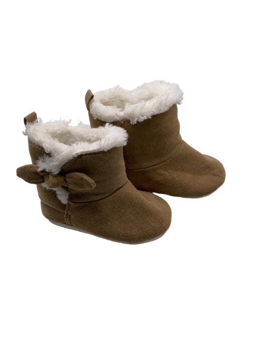 Preloved F&F - Brown Suede Fur Booties (0-3m) - Shoes