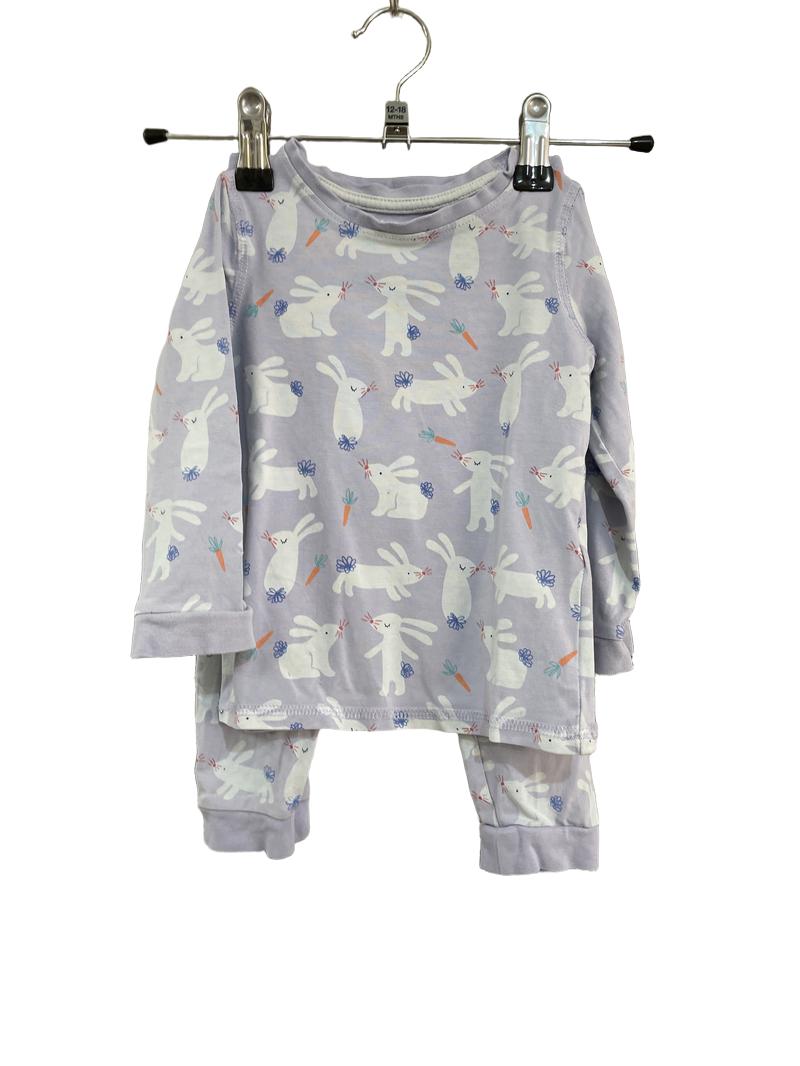 Preloved Marks & Spencer - Purple Rabbit Long-sleeved Pyjama Set (12-18m)