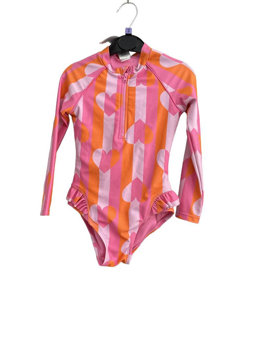 Preloved Marks & Spencer - Pink Orange Long-sleeved Girl Swimsuit (3-4y)