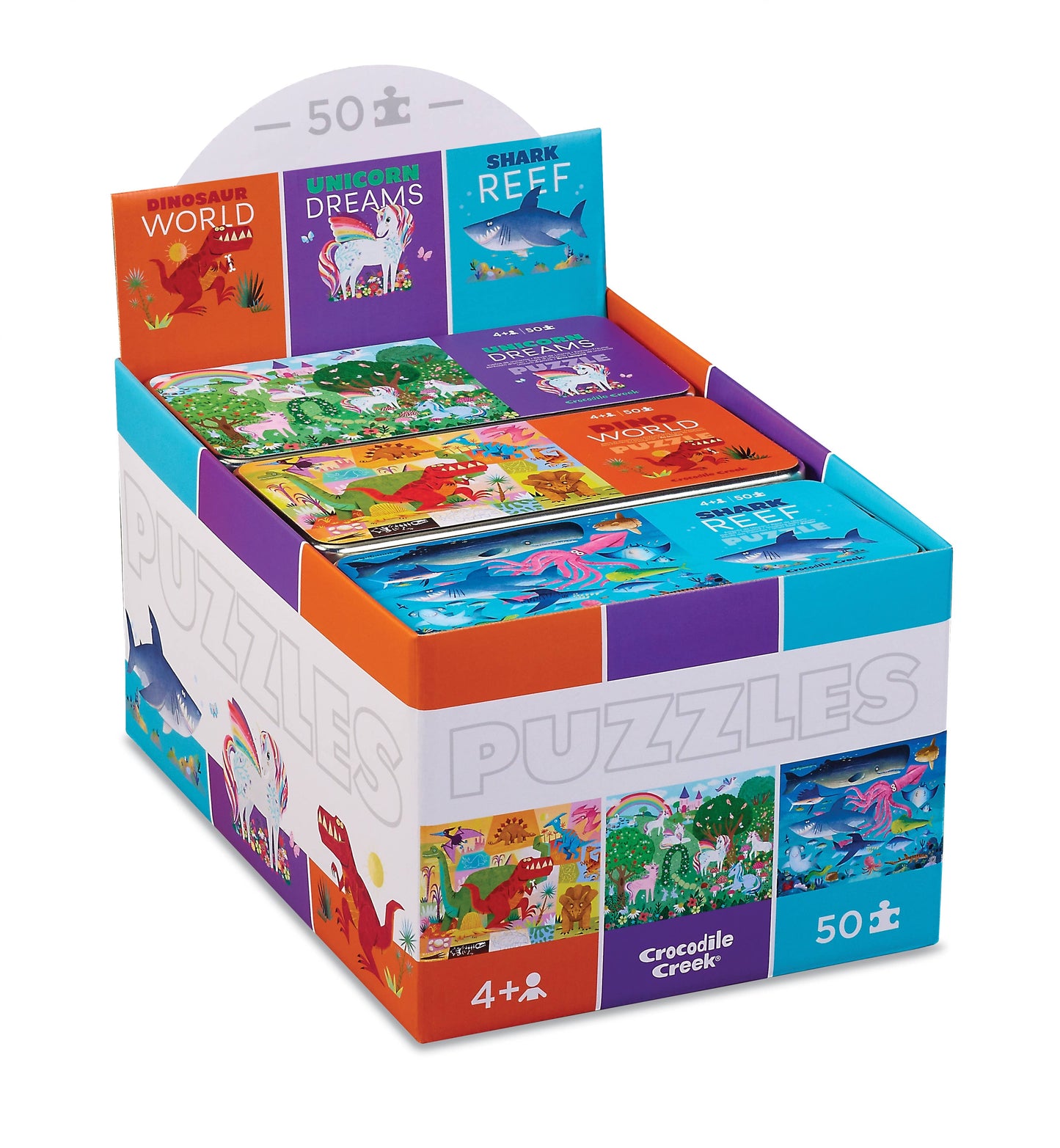 Crocodile Creek - 50 Piece Tin Puzzle Assortment - 18 Puzzle