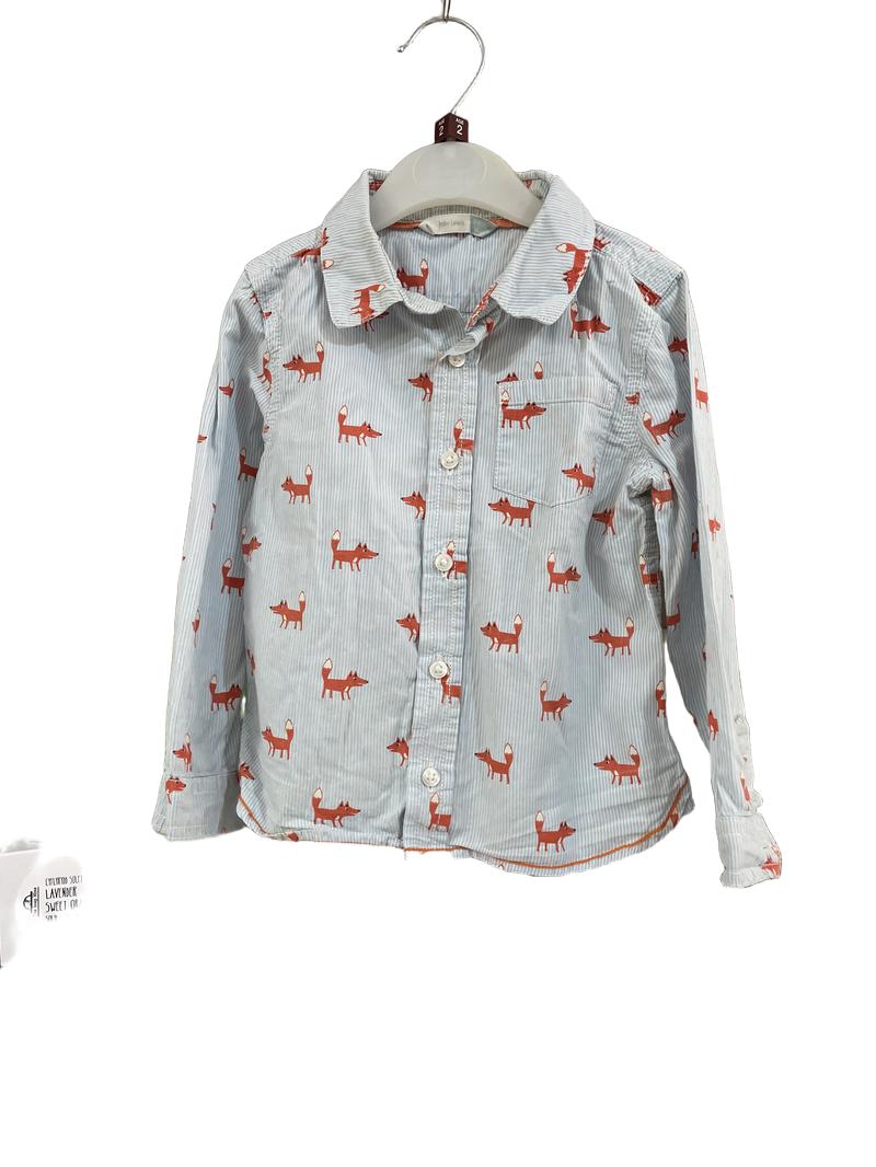 Preloved John Lewis - Blue Stripe Orange Fox Collar Button Down Shirt (2-3y)