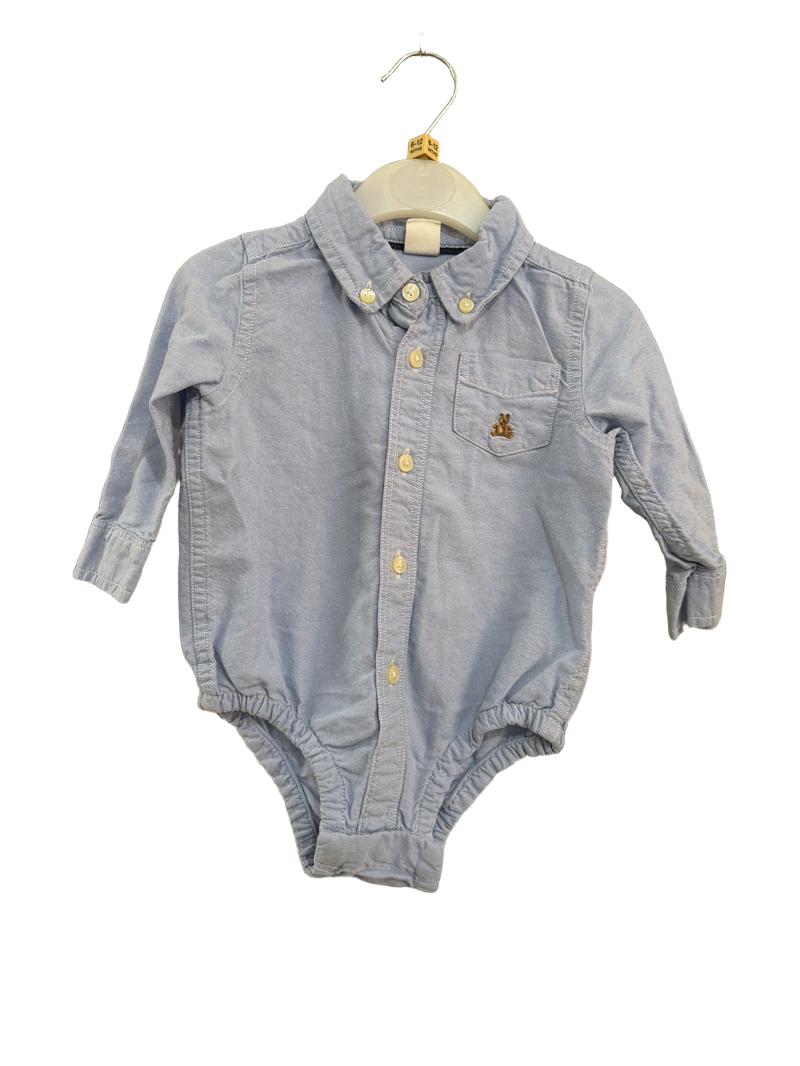 Preloved Baby Gap - Blue Chambray Button Down Long-sleeved Bodysuit (6-12m)