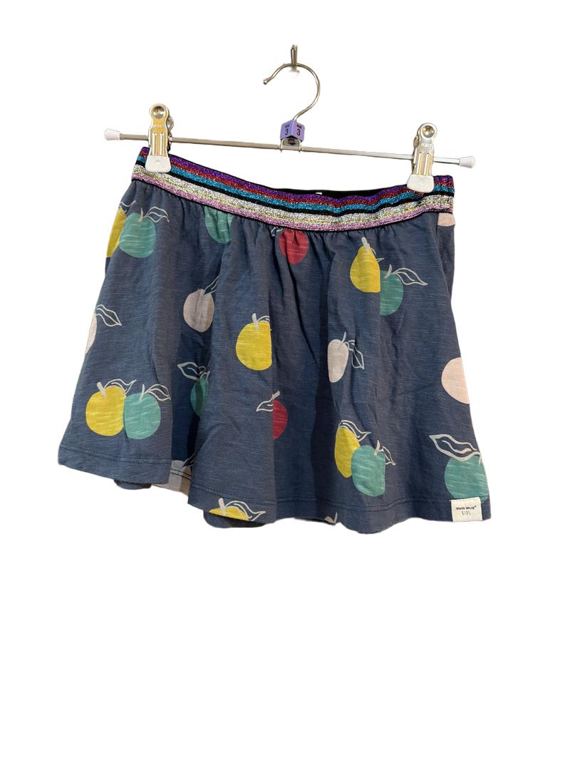 Preloved White Stuff - Blue Multicolour Apple Print Mini Skirt (3-4y)