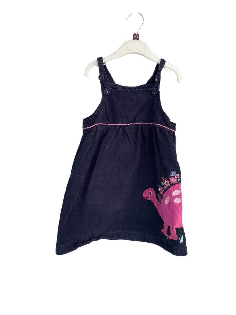 Preloved Jojo Maman Bebe - Navy Corduroy Dinosaur Pinafore (18-24m)