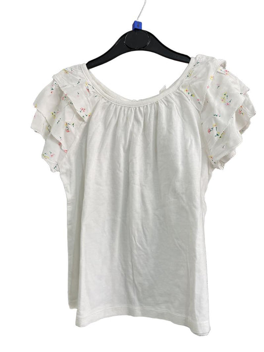 Preloved Gap Kids - White Floral Ruffle Sleeve Top (6-7y)