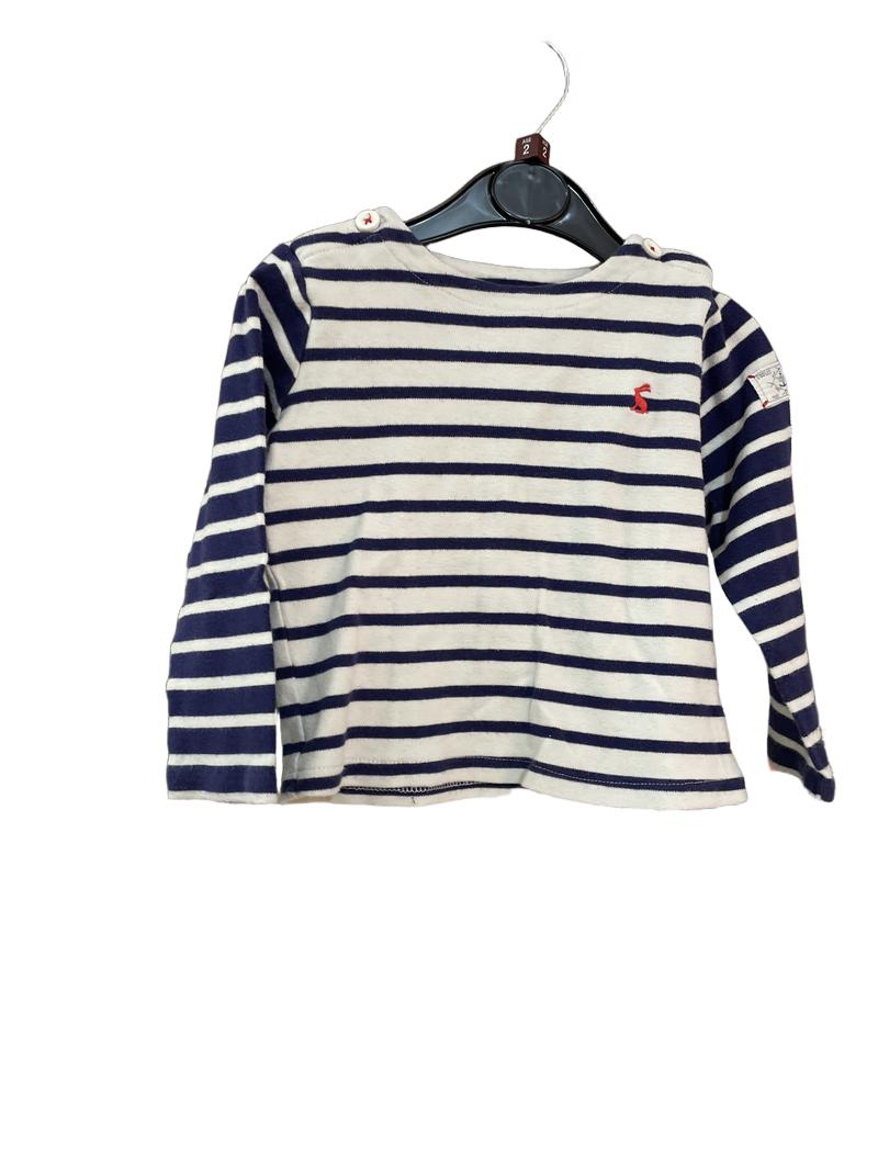 Preloved Joules - Navy White Striped Long-sleeved Shirt (2-3y)