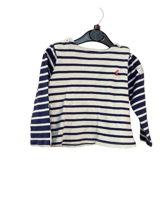 Preloved Joules - Navy White Striped Long-sleeved Shirt (2-3y)