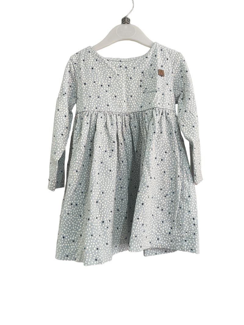 Preloved John Lewis - Blue Spotty Long Sleeve Dress. (12-18m)