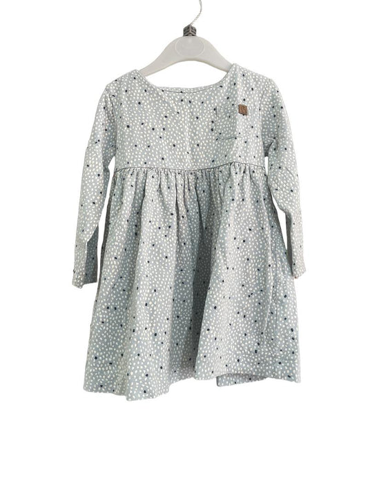Preloved John Lewis - Blue Spotty Long Sleeve Dress. (12-18m)
