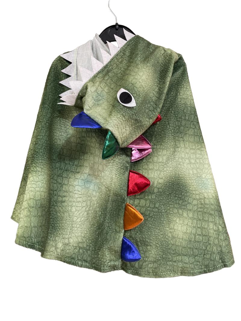 Preloved Zebra A/S - Green Dinosaur Hoodie Cape Larger