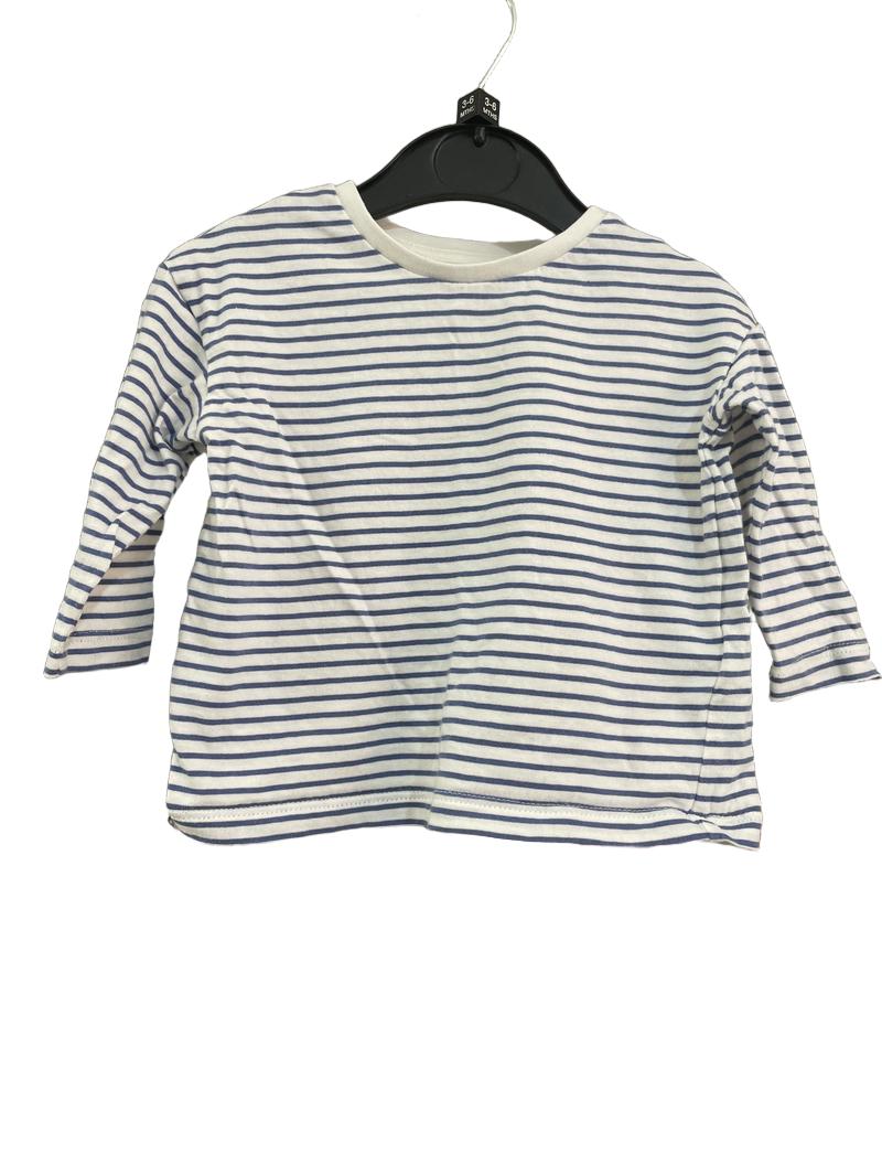 Preloved Marks & Spencer - Blue And White Long Sleeve Top. (3-6m)