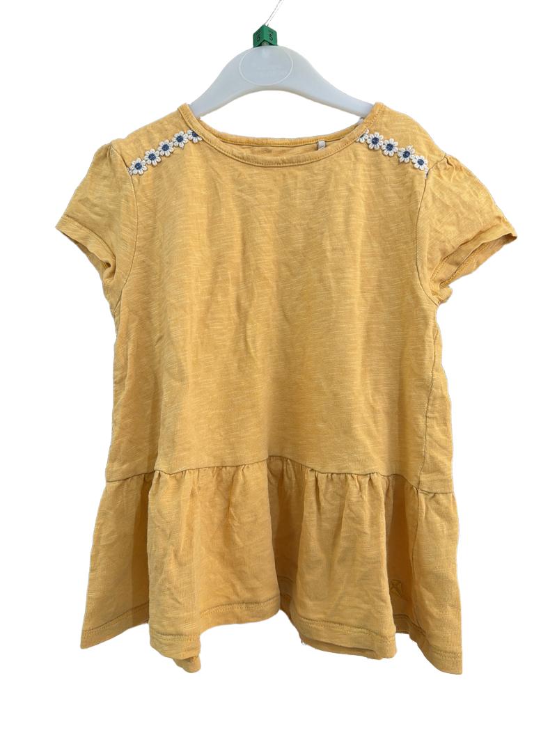 Preloved Kite - Yellow Flower Appliqué T Shirt (5-6y)