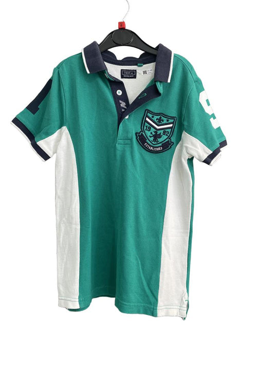 Preloved Next - Green Navy White Short-sleeved Football Rugby Shirt (8-9y) - Top