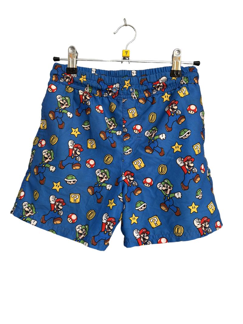 Preloved Nintendo - Blue Mario Brothers Print Swim Trunks (7-8y)