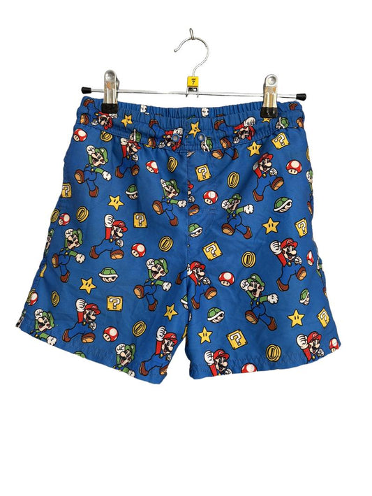 Preloved Nintendo - Blue Mario Brothers Print Swim Trunks (7-8y)