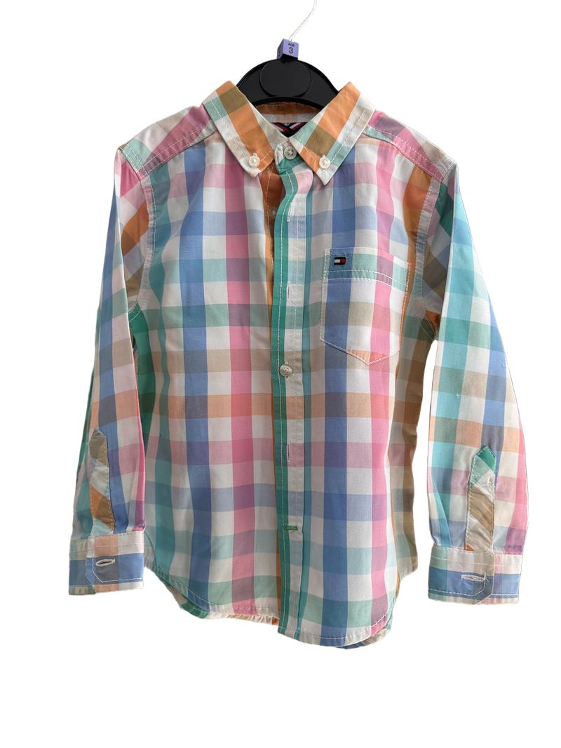 Preloved Tommy Hilfiger - Pastel Check Long-sleeved Collared Shirt (3-4y)