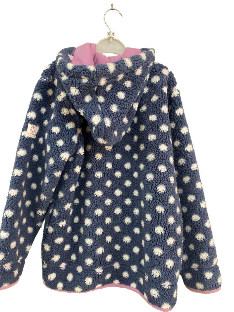 Preloved Lazy Jacks Clothing Co. - Blue White Polka Dot Fleece Borg Hoodie (9-10y)