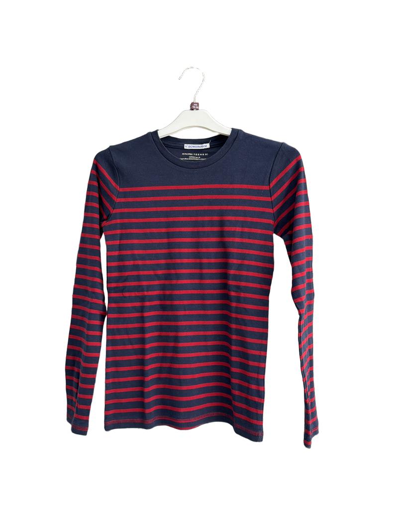 Preloved Monoprix Kids - Navy Red Stripe Long-sleeved Cotton Top (13-14y)