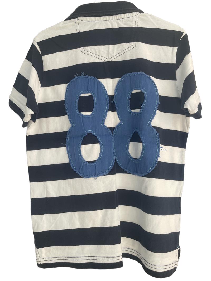 Preloved Fatface - Navy White Stripe Polo Shirt (10-11y)