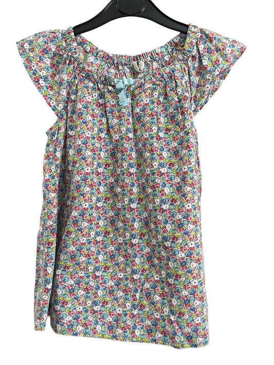Preloved Mini Boden - Floral Ditsy Flutter Sleeve Top (7-8y)