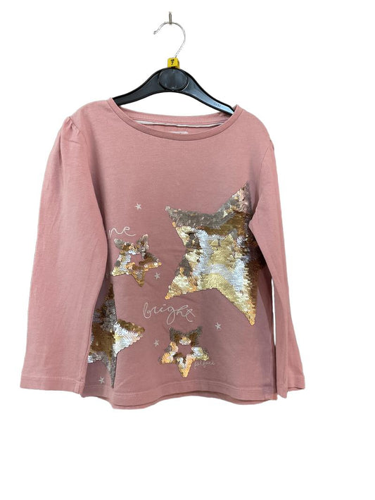 Preloved Fatface - Pink Sequin Star Long-sleeved Top (7-8y)