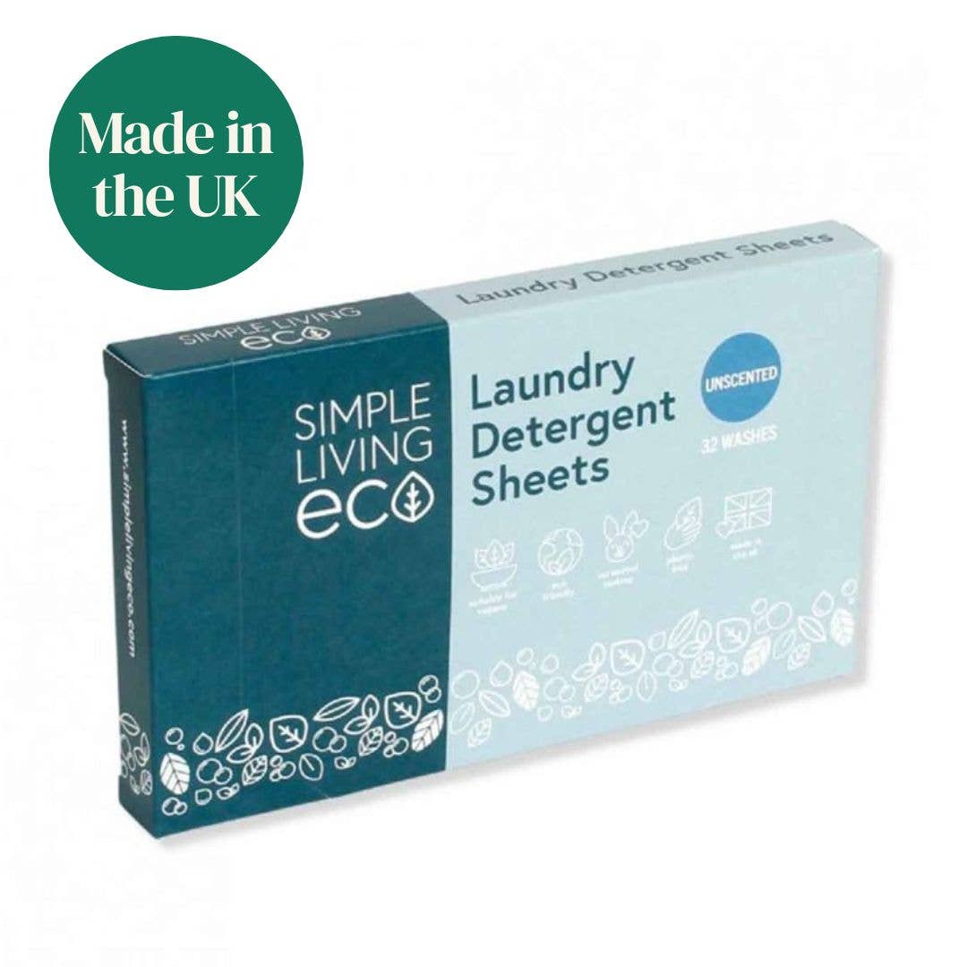 Simple Living Eco Laundry Detergent Sheets | Plastic Free | Made in the UK | 32 Washes