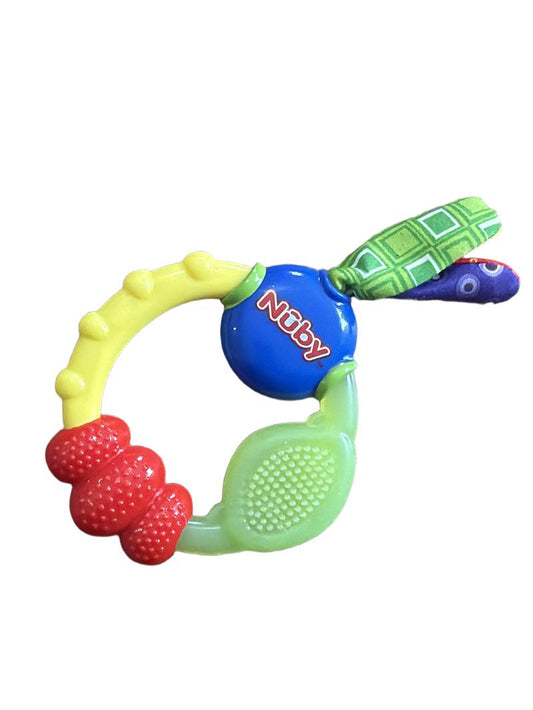 Preloved Toys - Multicolour Plastic Silicone Teething Ring - Nuby