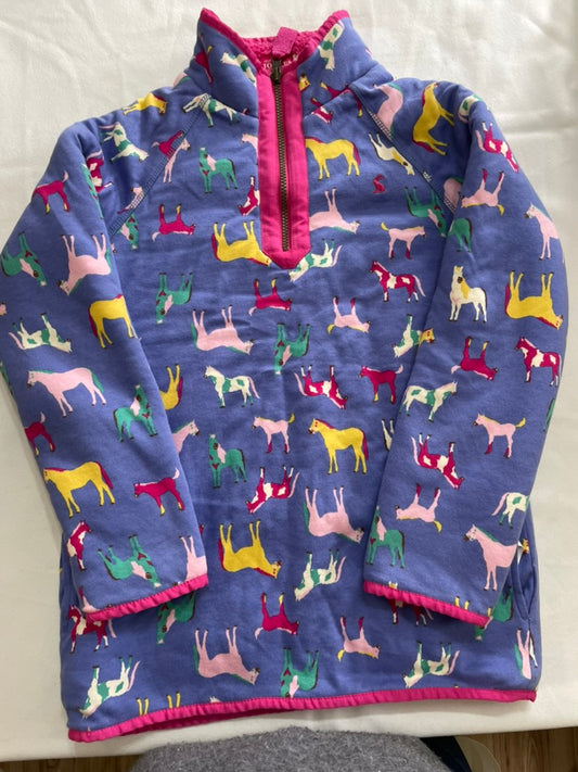 Joules blue horse fleece lined pink stripe 11-12y