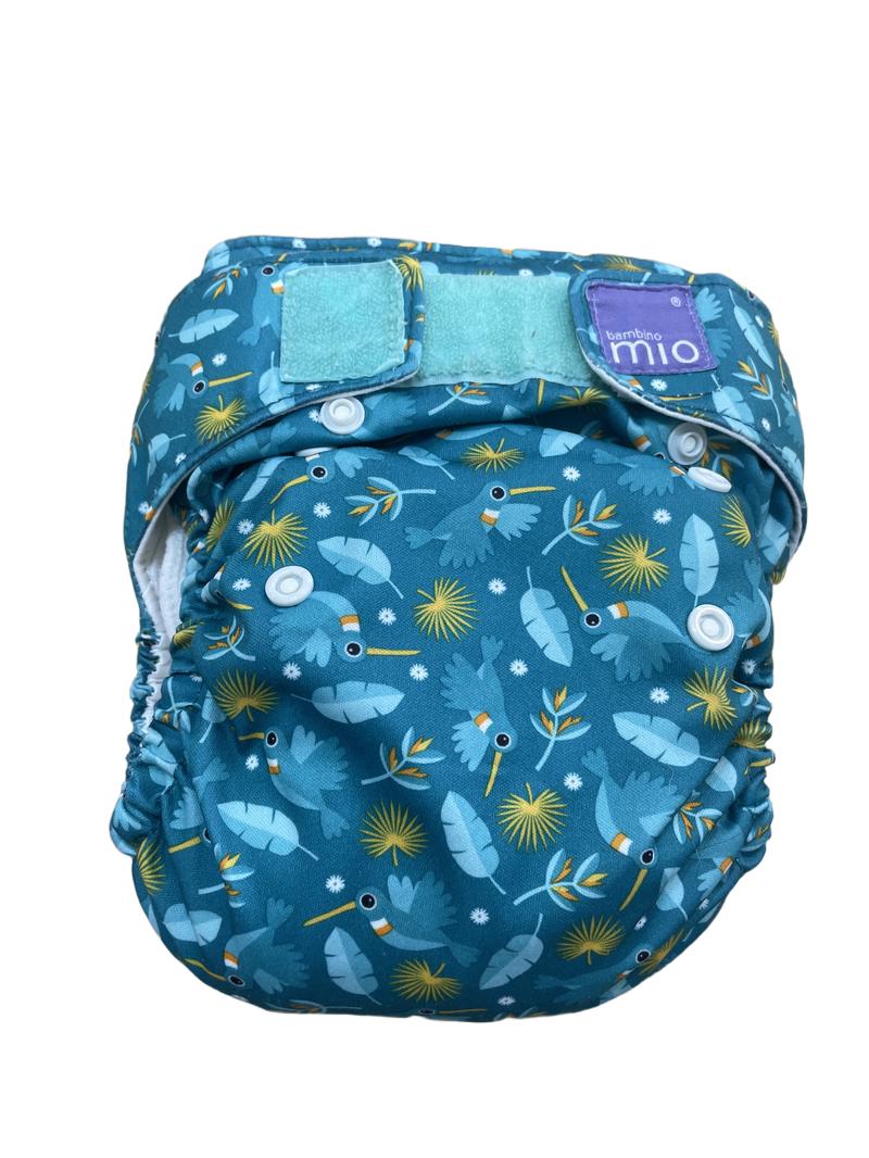 Preloved Bambino Mio - Blue Bird And Feather Reusable Nappy. With Insert.