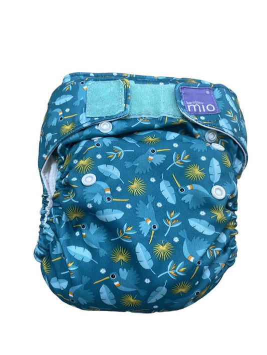 Preloved Bambino Mio - Blue Bird And Feather Reusable Nappy. With Insert.