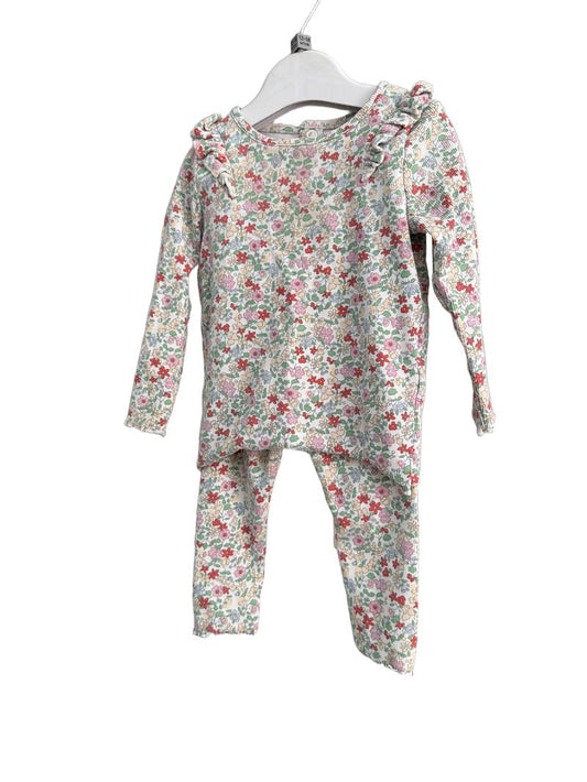Preloved Marks & Spencer - Floral Ditsy Ribbed Long-sleeved Top And Trousers (12-18m)