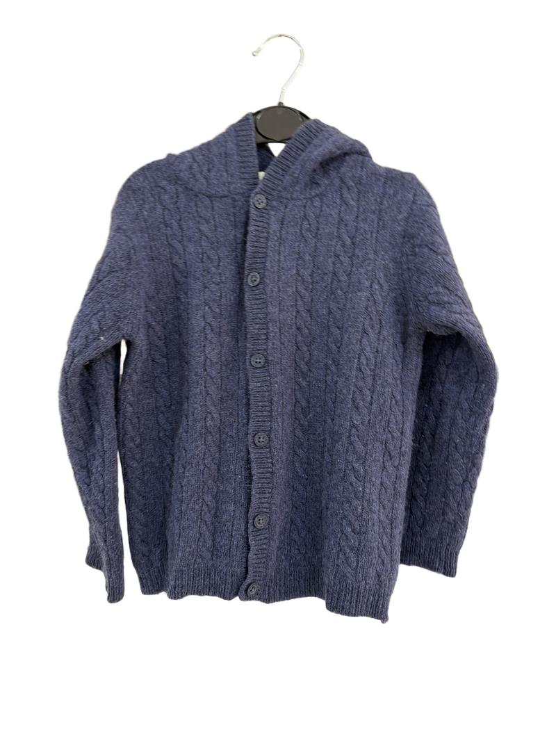 Preloved Jojo Maman Bebe - Navy Wool Blend Hooded Knit Cardigan (3-4y, 4-5y)