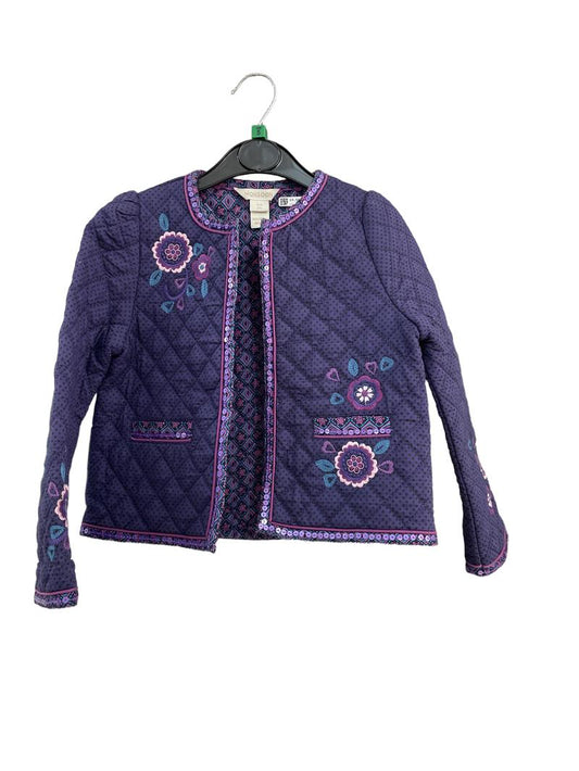 Preloved Monsoon - Purple Black Polka Dot Lightweight Quilted Jacket (5-6y)