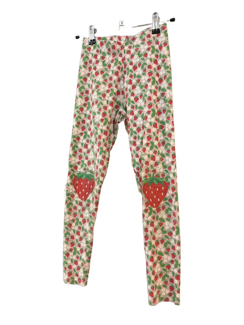 Preloved Boden - Pink Strawberry Print Appliqué Leggings (9-10y)