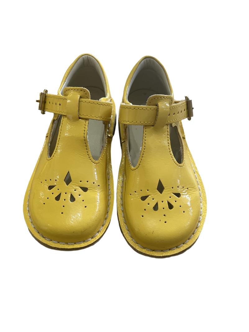 Preloved Clark's - Yellow Patent Leather T-Bar Shoes. (7.5 UK)
