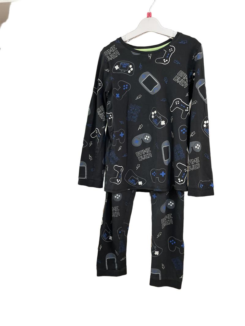 Preloved Marks & Spencer - Black Game Over Long-sleeved Pyjama Set (10-11y)
