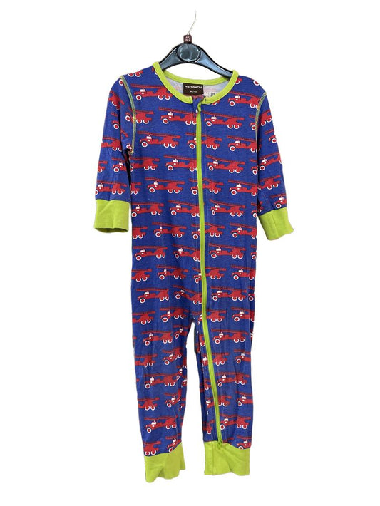 Preloved Maxomorra - Blue Fire Engine Print Long-sleeved Sleep Suit (18-24m)