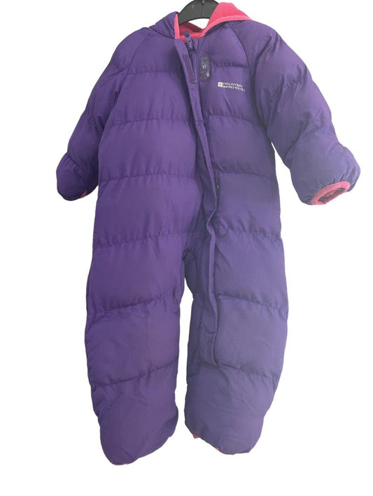 Preloved Mountain Warehouse - Purple Puffer Fleece Lined Snowsuit. Fold Over Hands And Feet. (18-24m)
