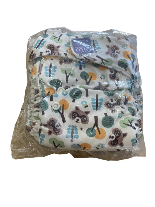 Preloved Bambino Mio - 2x Raccoon And Tree Print Reusable Nappy.