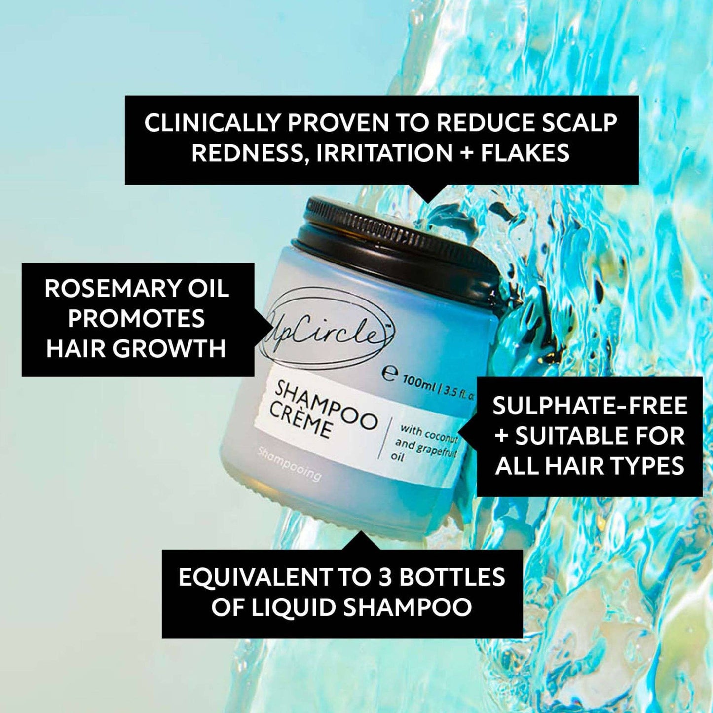 Vegan Refillable Shampoo Crème with Coconut + Grapefruit Oil