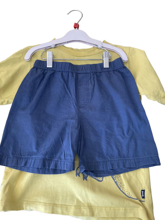 Preloved Kite - Yellow Blue Dinosaur Short-sleeved Pyjama Set (8-9y)