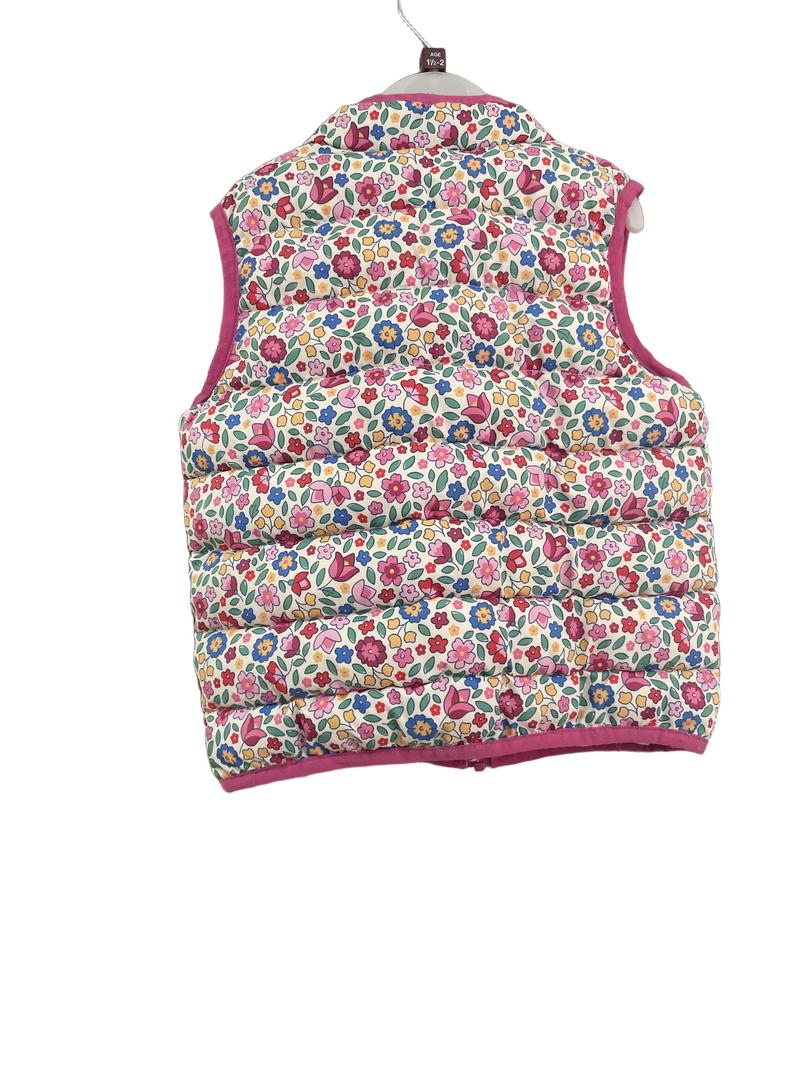 Preloved Jojo Maman Bebe - Pink Floral Gilet Jacket. (18-24m)