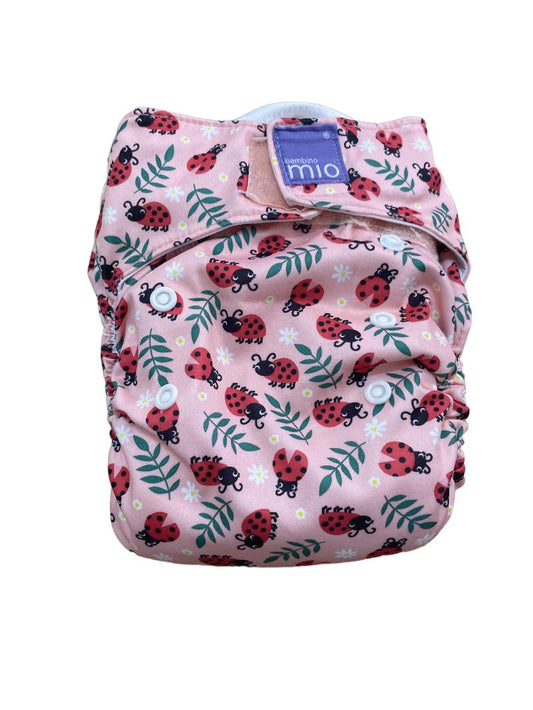 Preloved Bambino Mio - Pink Reusable Nappy With Ladybird Design. With Insert.