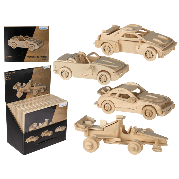 Natural Wooden 3D Puzzle, Cars,