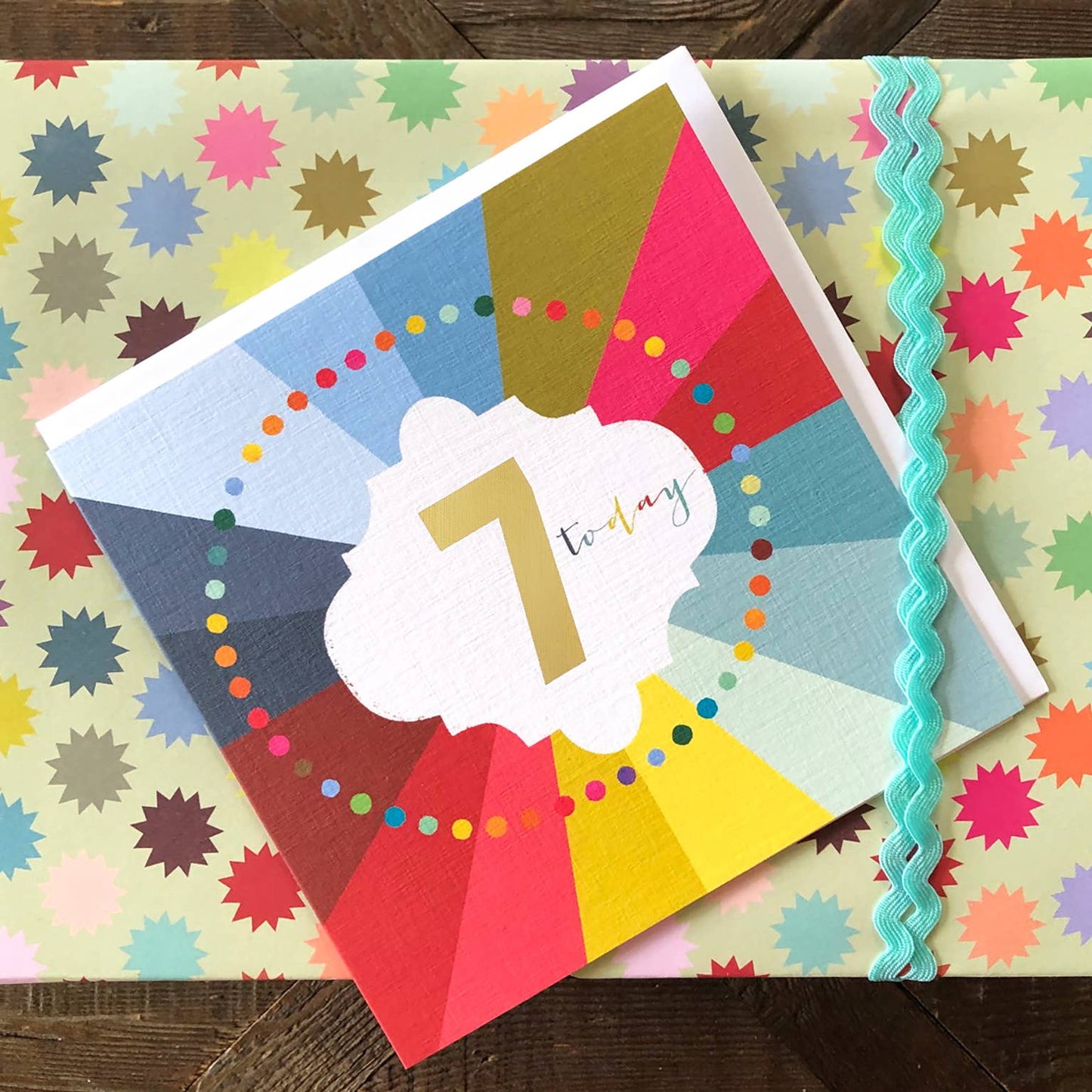 GC07 Gold Foiled Cloud 7th Birthday Card